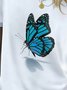 3D Butterfly Graphic Short Sleeve Casual Ringer Tee