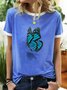 3D Butterfly Graphic Short Sleeve Casual Ringer Tee
