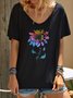 Be Kind Floral V Neck Casual Short Sleeve Women Tee