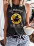 Women's Funny Halloween Assuming Old Lady Mistake Graphic Sleeveless Casual Tank Top