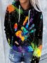 Tie-dye Palm Print Women's Hooded Sweatshirt