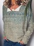 Long Sleeve Casual Floral Cotton-Blend Sweatshirt