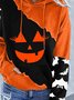 Halloween Bat Pumpkin Print Women's Long-sleeved Hoodie