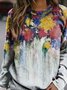 Floral Print Casual Ladies crew Neck Pullover & Sweatshirts