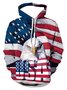 American flag print hooded long-sleeved cotton-blend sweatshirt