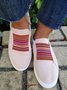 Casual Striped Panel Flat Shoes