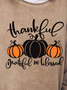 Thankful Grateful And Blessed Thanksgiving Cotton Blends Casual Sweatshirts