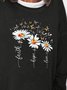 Floral Cross Print Crew Neck Sweatshirt