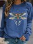 Dragonfly print round neck long-sleeved Sweatshirts