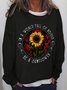 Sunflower Print Round Neck Long Sleeve Sweatshirts