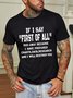 Funny text printed round neck short-sleeved T-shirt