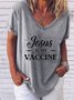 Jesus is my vaccine V-neck short-sleeved T-shirt