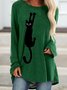 Black Cat Regular Fit Animal Sweatshirts