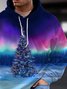 Christmas Tree Gradient Printed Long Sleeve Hoodie Sweatshirt