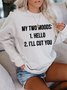 Funny text print round neck long-sleeved sweatshirt