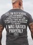 Men's Yes I'm Old School Printed Funny Text Letters T-shirt