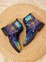 Vintage Casual Butterfly Print Chunky Heel Round Toe Martin Boots