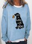 Dog and Butterfly Print Crew Neck Long Sleeve Sweatshirt