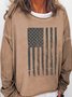America Patriotic Flag Long Sleeve Crew Neck Cotton Blends Sweatshirts