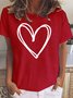 Double Heart Cute Valentines Day Cotton T-shirt