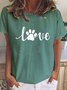 Paw Love Print Round Neck Short-sleeved T-shirt