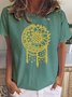 Sunflower Print Crew Neck Short Sleeve T-Shirt