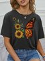 Sunflower And Butterfly Women's Short sleeve tops