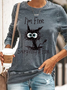 I Am Fine Everything Is Fine Funny Cat Print Sweatshirts