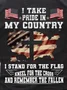 I Take Pride In My Country I Stand For The Flag Kneel For The Cross And Remember The Fallen  Cotton Short Sleeve T-Shirt