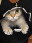 Funny Cat Cotton Blends Letter Knit Tank