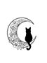 Casual Simple Cat Moon Print V-Neck Tank Top
