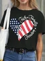 American Flag Faith Freedom Print Casual Short Sleeve T-Shirt