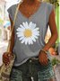 Large Daisy Flower Casual Knit Tank