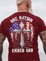 One Nation Under God Christian Cross Flag Casual Short Sleeve T-Shirt