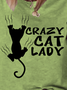 Funny Crazy Cat Lady Loosen Letter Short Sleeve T-Shirt