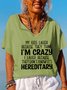My Kids Laugh Because They Think I'm Crazy I Laugh Because They Don't Know It's Hereditary Vintage V Neck Letter Short Sleeve Tops
