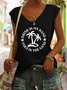 Drink In My Hand Toes In The Sand Basics Letter Regular Fit Knit Tank