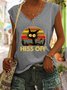 Hiss Off Funny Cat Print V-Neck Tank Top