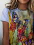 Casual Abstract Butterfly Gradient Print Crew Neck Short Sleeve T-Shirt