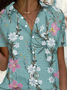 Shirt Collar Floral Loosen Short Sleeve Blouse