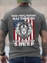 Lion Us Flag Your First Mistake Was Thinking I Was One Of The Sheep  Short Sleeve Cotton Crew Neck Short Sleeve T-Shirt