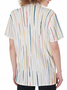 Women's Striped Print Casual Loosen Short Sleeve Blouse
