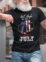 Lilicloth X Saro American Independence Day Funny Beer Print Crew Neck T-shirt