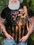 Vintage American flag Skull Short Sleeve Crew Neck Short Sleeve T-Shirt