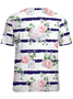 Artistic flowers Casual Striped Crew Neck Short Sleeve T-Shirt