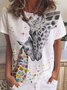 Giraffe Animal Deer Loosen Vintage Tie Dye Short Sleeve T-Shirt