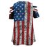 Womens American Flag Print V Neck Casual Short Sleeve Top