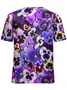 Womens Flower 3D Print Casual Abstract Short Sleeve T-Shirt