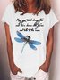 Womens Funny May You Touch Dragonflies Letter Printed Casual Short Sleeve T-Shirt