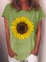 Womens Sunflower Print Classic Casual T-Shirt